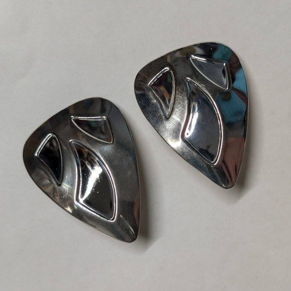 Vintage silver earrings large triangle Art Deco - Picture 4 of 6